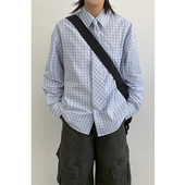 衬衫 林弯弯复古宽松知识分子风格 子长袖 男女生学院风拼接衬衣外套