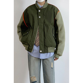 林弯弯复古工装 飞行员棒球服夹克棉衣秋冬羊羔毛加厚外套男