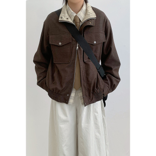 老钱风立领多口袋工装 夹克男女棉质立领外套 廓形哈灵顿慵懒感工装