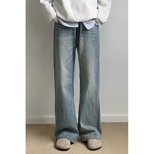 林弯弯cleanfit美式复古重工水洗宽松直筒牛仔裤微喇休闲男女长裤