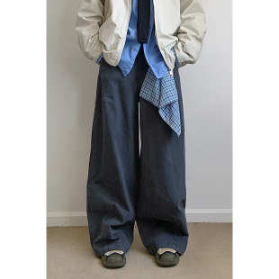 秋季 林弯弯日系复古休闲裤 伞兵长裤 垂感工装 潮 男女宽松直筒阔腿裤