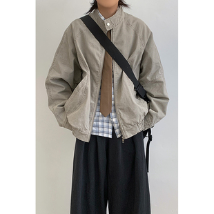 林弯弯clenfit复古水洗立领工装夹克男女巴恩风宽松情侣外套春秋