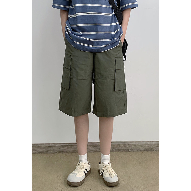 户外廓形纯棉多口袋阔图腿工装休闲直筒短裤男女生机能风五分裤夏