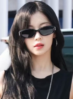 韩版拍照度数小脸猫眼黑色墨镜女