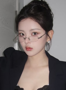 杨超越同款无框金丝椭圆眼镜女近视小框麻辣女教师高智感斯文败类