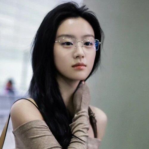 银色半框金丝近视眼镜女斯文小脸