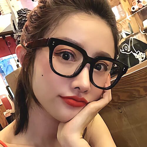 抖音复古方形黑色粗框眼镜男女