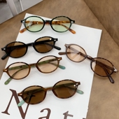 书呆子同款 椭圆豹纹茶色太阳眼镜可配近视复古纯欲风小框墨镜男女