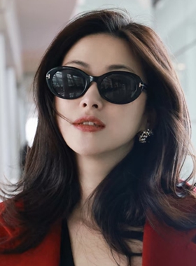 新款时尚气质椭圆形黑色墨镜男女