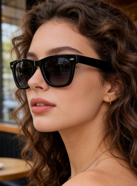 新款复古方框黑色偏光墨镜男防晒