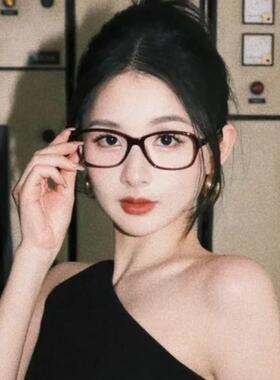 TR90黑色早八女孩近视眼镜网红素颜神器韩版纯欲高智感复古平光镜