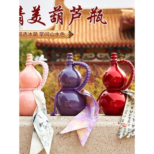 网红玻璃葫芦瓶冷萃水壶酒瓶奶茶饮料果茶手提背绳密封泡酒瓶 新款