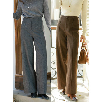 JUNJUN羊毛软呢阔腿裤！对标千元高级质感，潇洒自如