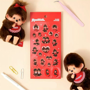韩国代Monchhichi蒙奇奇新款果冻贴纸粘画手机笔记本贴画