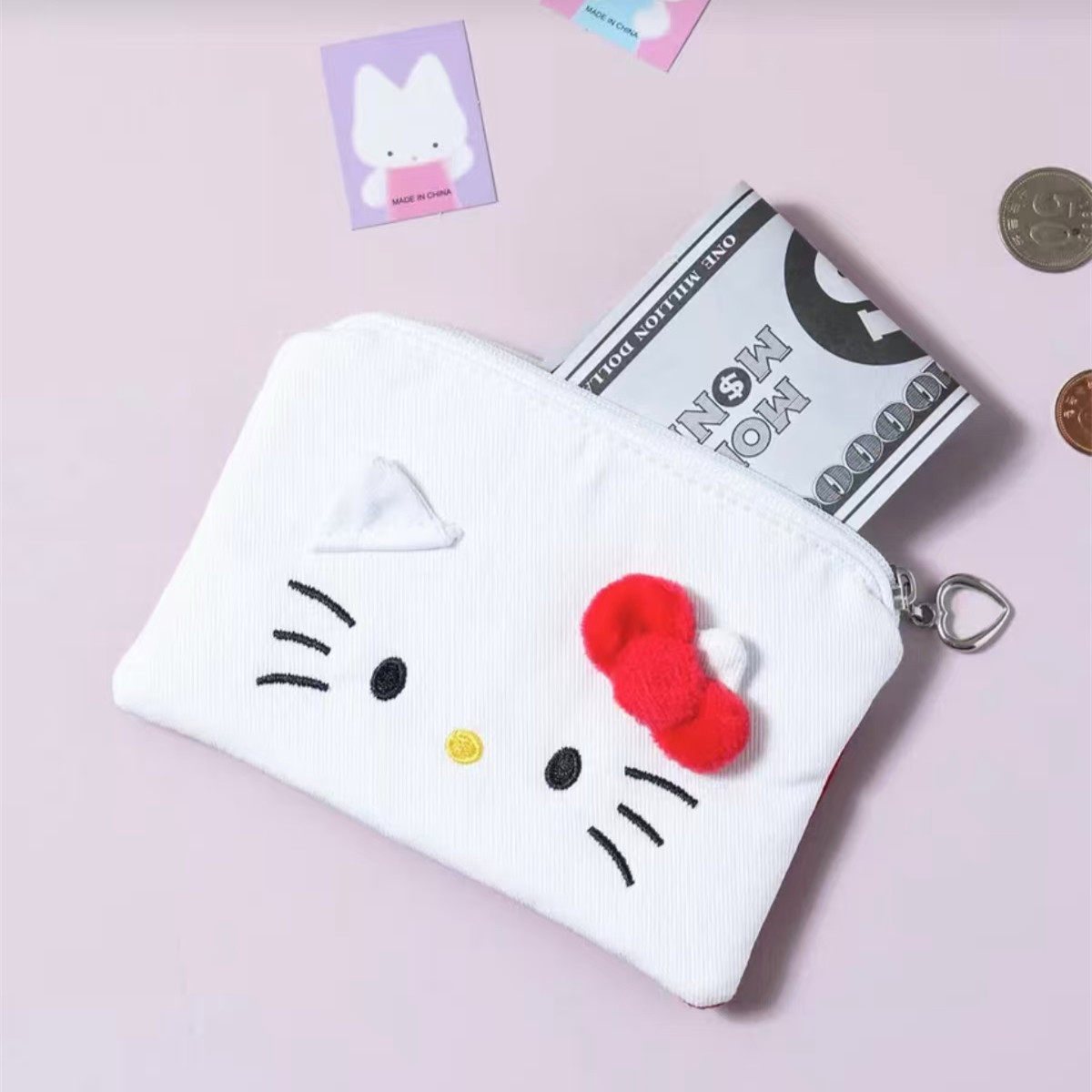 韩国代Daiso大创新款helloKitty蝴蝶结包包收纳包手拿包