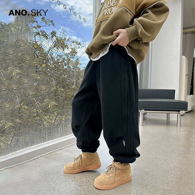 韩国AS品牌正品男童冬季羊羔绒运动卫裤2025新款男童宽松加绒裤子