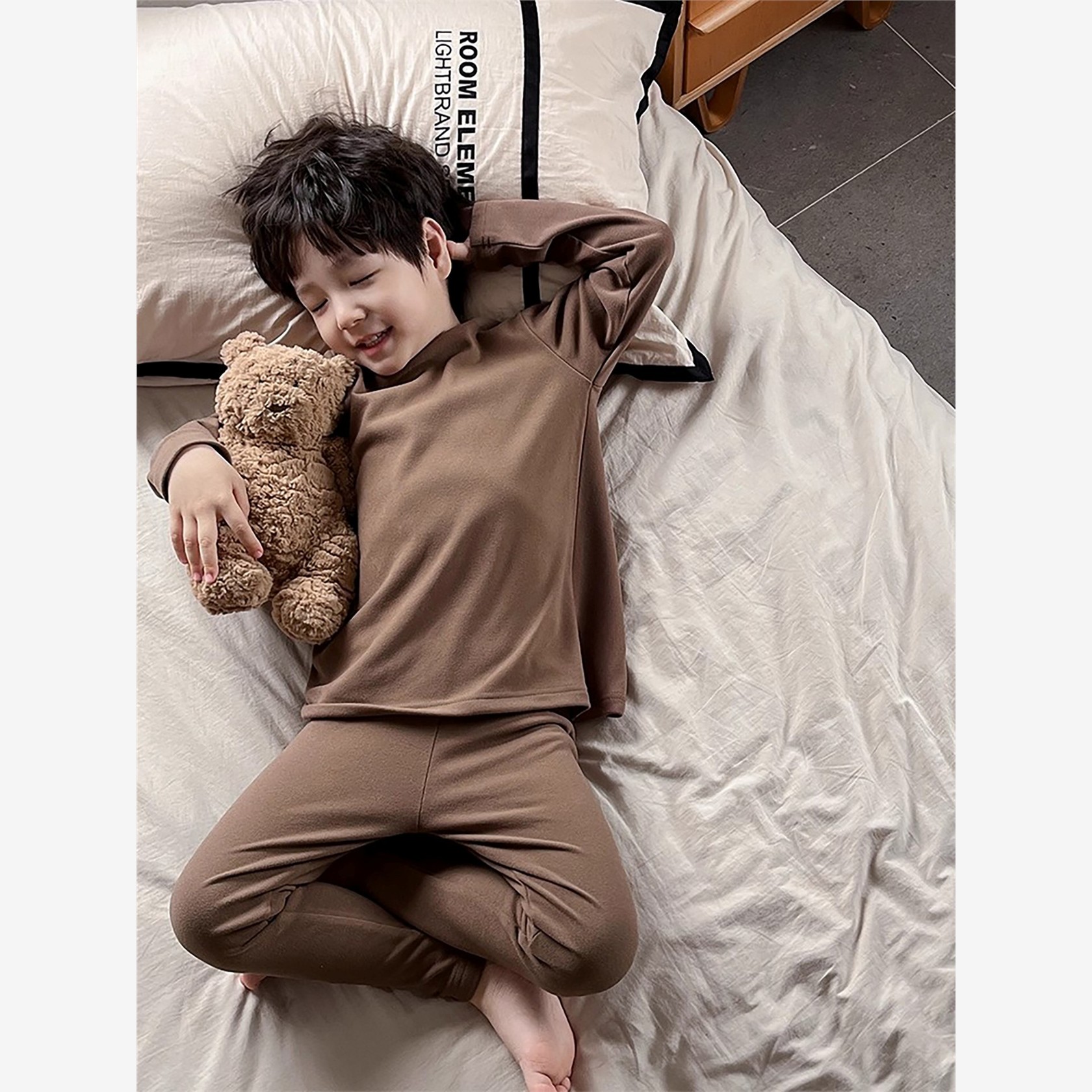 法国Uamtor儿童秋衣秋裤男童睡衣家居服秋冬A类纯棉保暖内衣套装