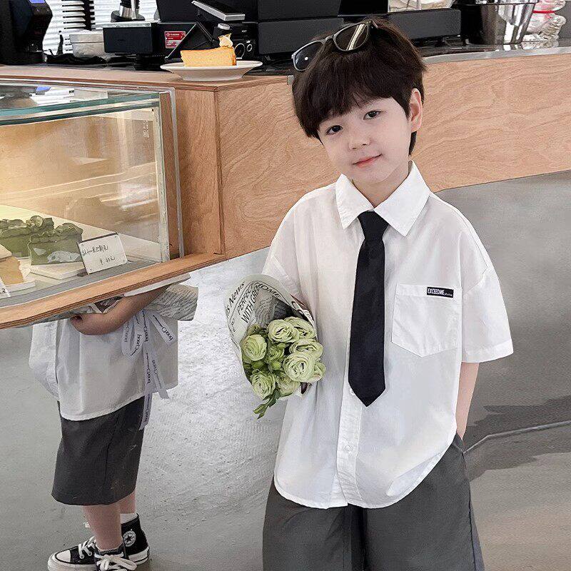 法国Uamtor男童西装套装夏季演出服儿童男孩休闲英伦夏装礼服