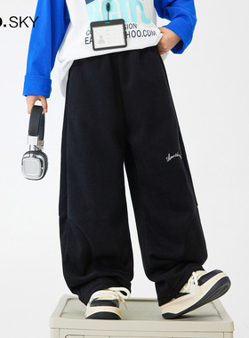 anothersky 男童裤子春秋季宽松阔腿裤2025新款儿童直筒运动长裤