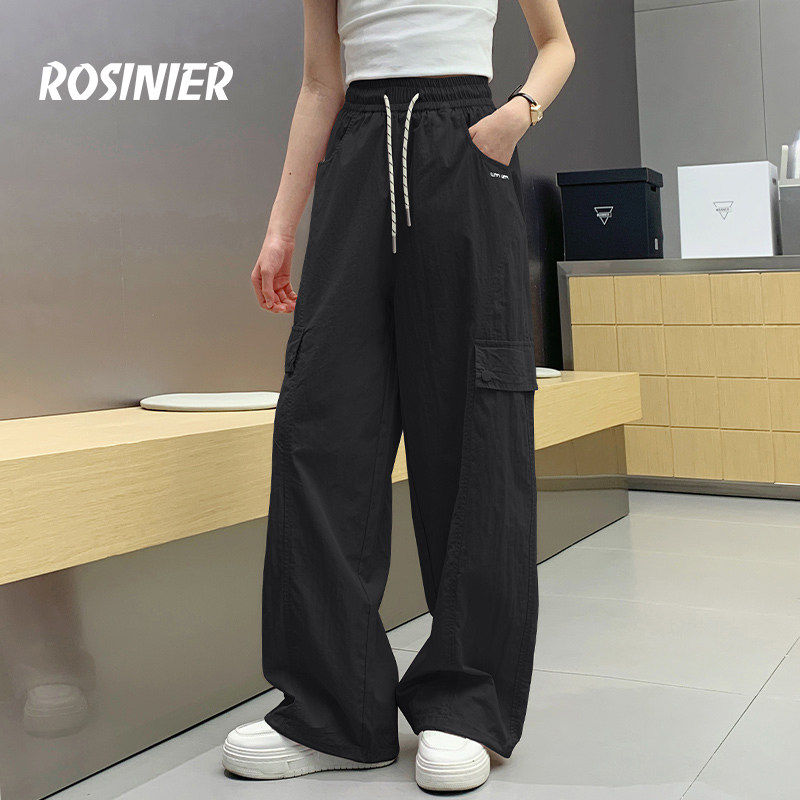韩国ROSINIER女童裤子2026新款夏季中大童工装裤女孩直筒阔腿长裤