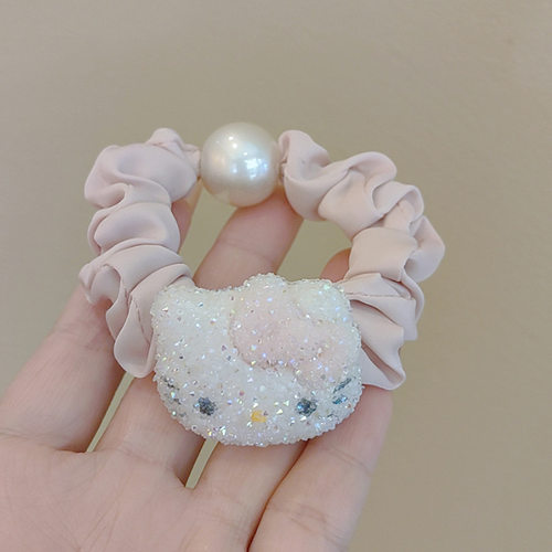 粉色卡通砂糖Kitty猫珍珠发绳ins