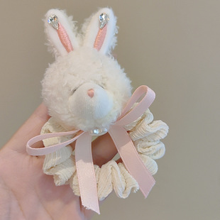可爱兔耳朵头绳女毛绒绒发圈毛毛发绳高弹力小肠皮筋皮套秋冬发饰