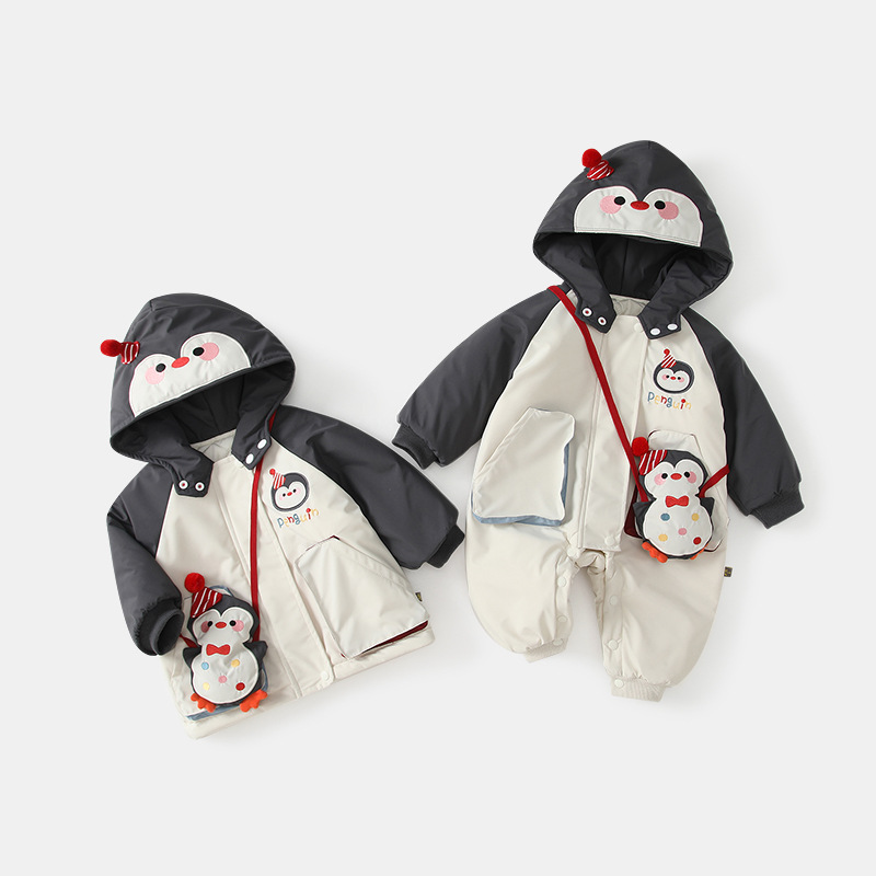 婴儿连体棉服外套加绒夹棉秋冬装