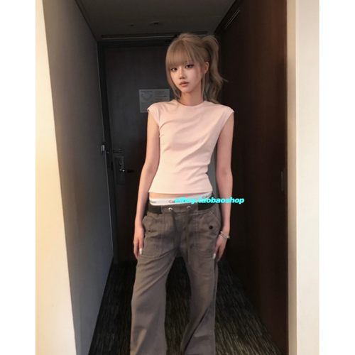 eihey诶嘿夏季新款休闲简约百搭修身短袖女短款纯色小飞袖气质T恤