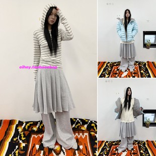 eihey诶嘿25秋冬宽松时髦设计百褶裙假两件百搭休闲阔腿直筒裙裤