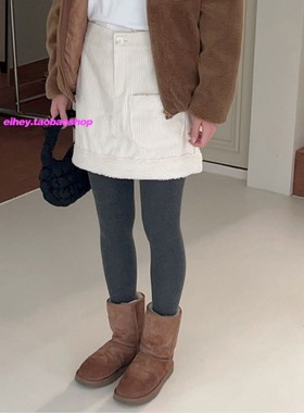 eihey诶嘿秋冬毛茸茸裙摆灯芯绒半身裙气质感显瘦遮胯口袋A字短裙