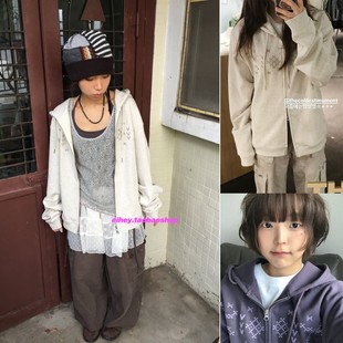 外套 长袖 eihey诶嘿25秋新客刺绣短上衣拉链开衫 连帽卫衣休闲时尚