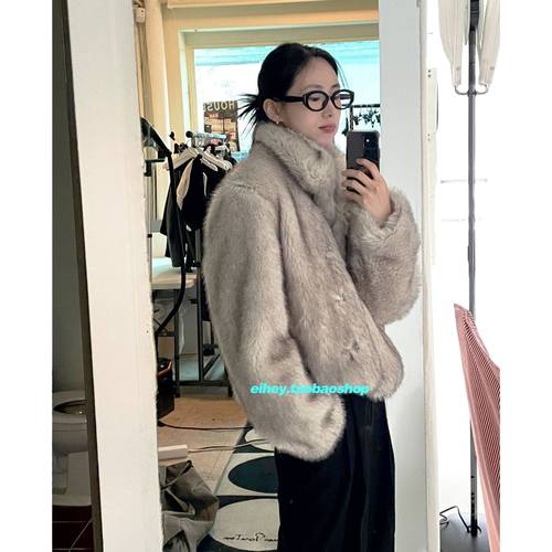 环保仿皮草短款毛绒外套小个子