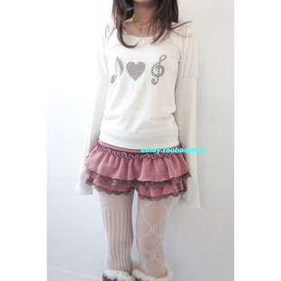 eihey诶嘿韩系简约百搭音符印花休闲圆领套头显瘦长袖T恤上衣女