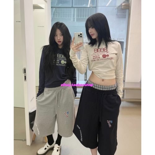 eihey诶嘿秋季字母印花简约百搭修身显瘦圆领长袖T恤上衣打底衫女