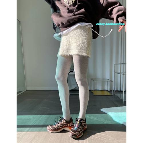 冬季女装纯色毛绒系带半身裙