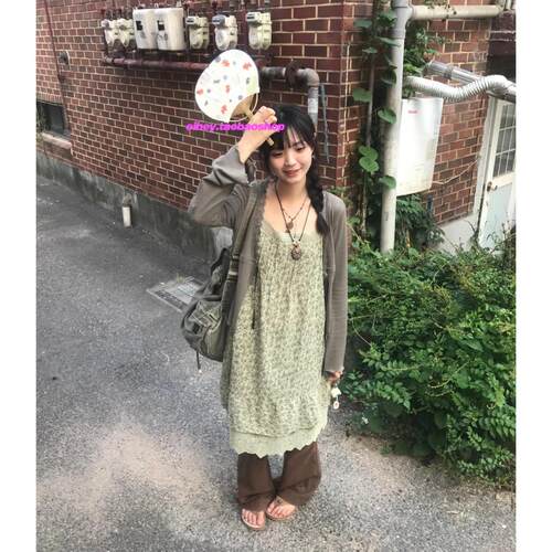 eihey诶嘿杨超越同款甜美森系碎花吊带裙宽松百搭蕾丝花边连衣裙