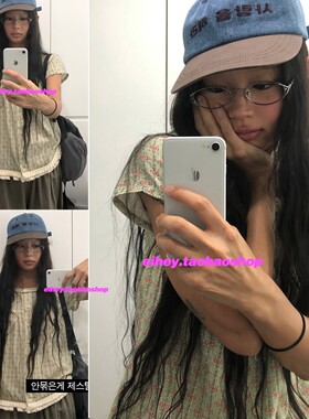 eihey诶嘿韩系小众日系复古碎花休闲显瘦衬衫圆领花边娃娃衫短袖