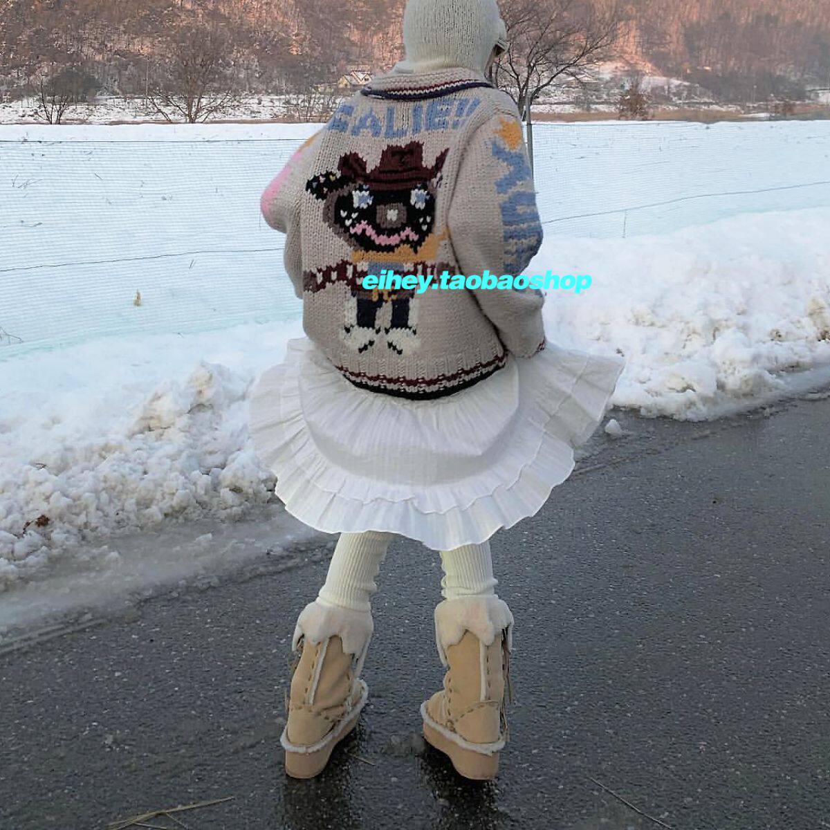 甜美少女感花边点缀半身中裙