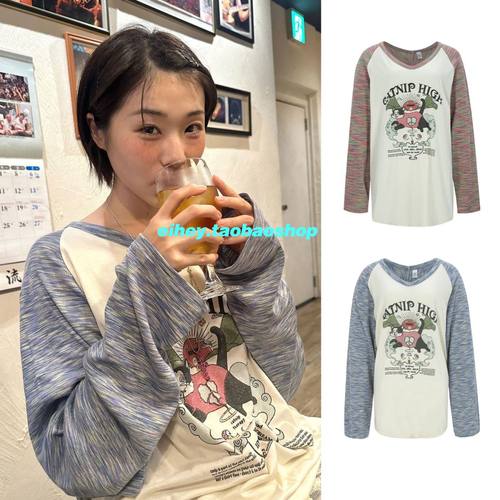 eihey诶嘿猫咪印花插肩长袖