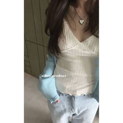 eihey诶嘿内搭纯色花边吊带时尚辣妹穿搭多色背心紧身短上衣女