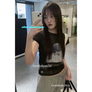 eihey诶嘿夏季新款短款美式辣妹上衣显瘦修身圆领短袖T恤上衣女