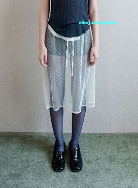 eihey诶嘿设计感系带高腰蕾丝半裙叠穿百搭单品显瘦纱帘半身裙女