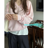 百搭打底衫 eihey诶嘿春季 针织衫 纯色宽松显瘦V领长袖 套头毛衣 法式