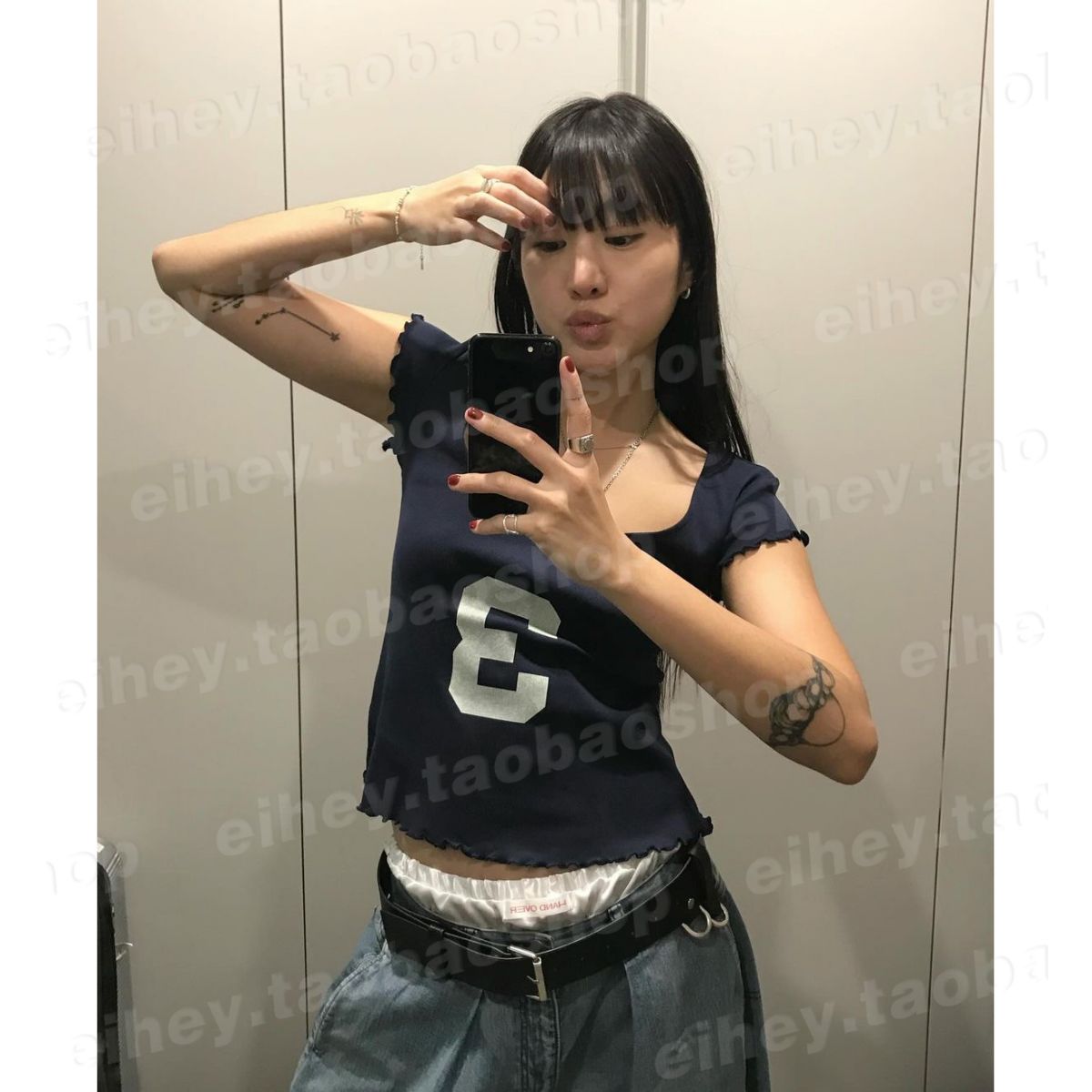 eihey诶嘿休闲数字印花T恤