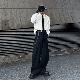 牧羊帅cleanfit极简纯色大尖领免烫长袖衬衫百搭抗皱垫肩衬衣外套