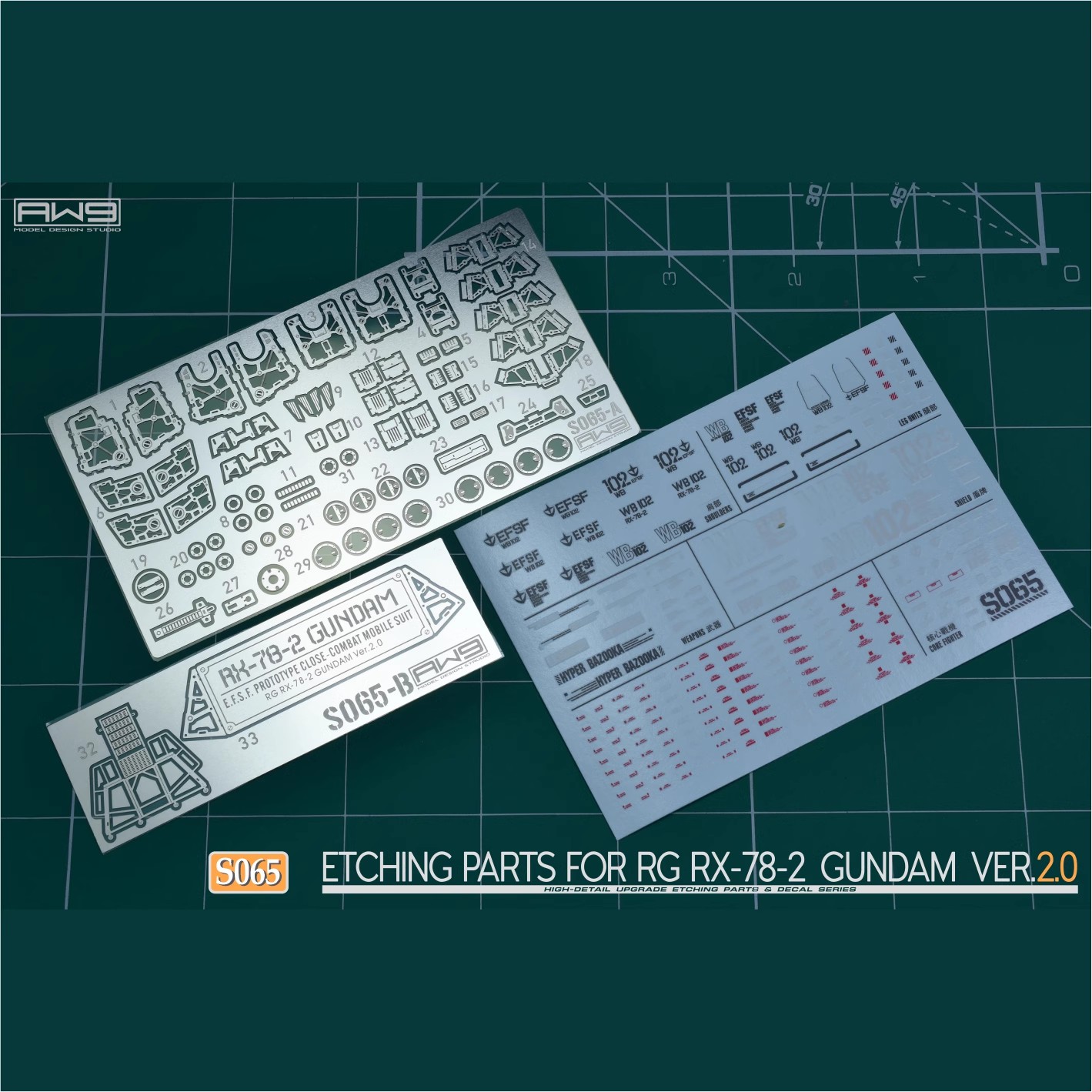 S65 万代 RG2.0 RX-78-2 GUNDAM高达元祖RGU 水贴蚀刻片(带背胶)