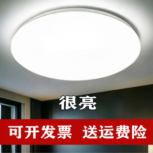 圆形LED吸顶灯高亮卧室灯家用灯阳台过道房间灯全白超薄简约灯具