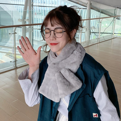 冬季韩版保暖仿獭兔毛毛绒围巾