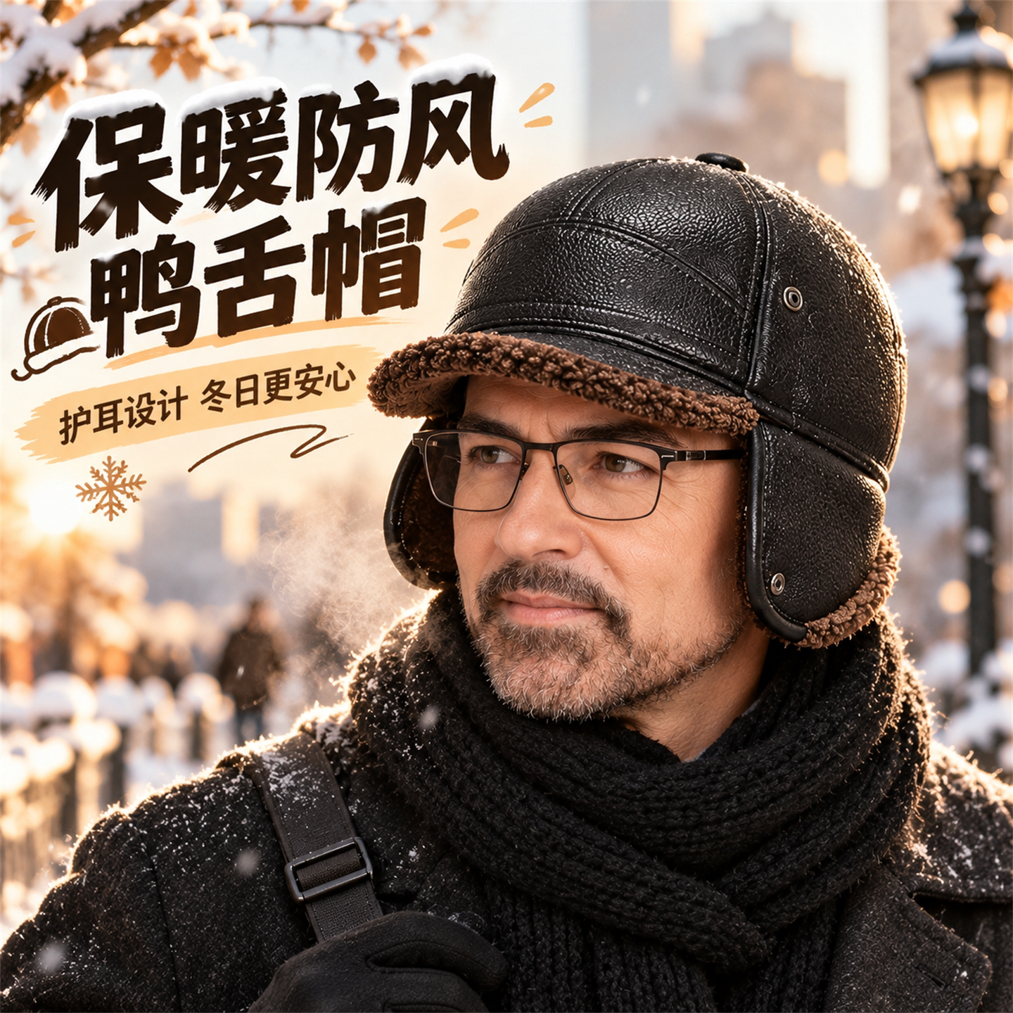 男士帽子护耳棒球帽秋冬季冬天中老年加厚保暖鸭舌帽休闲老人爸爸