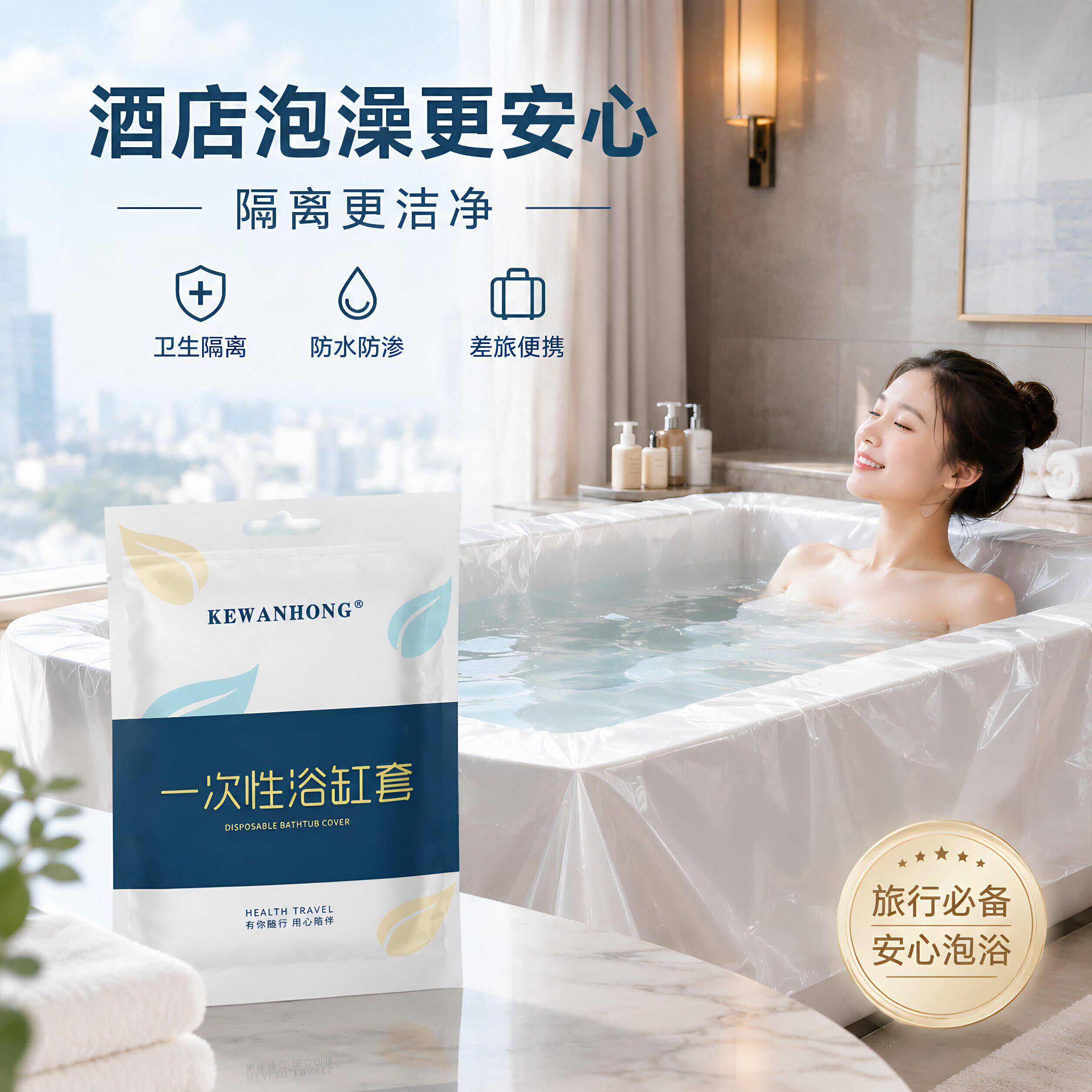 浴缸套一次性泡澡袋酒店旅行超大加厚洗澡浴盆温泉池泡澡桶塑料膜